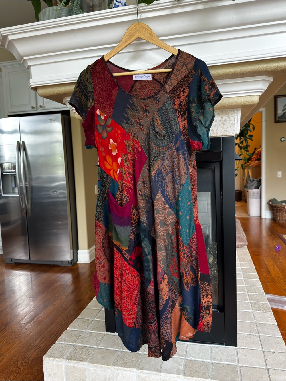 Vintage Boho Whimsigoth Hippie Patchwork Festival Tunic Flowy Dress Small